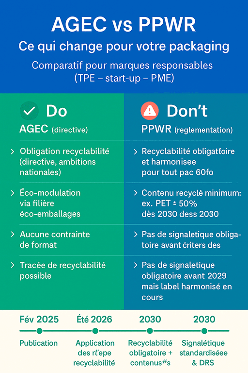 AGEC vs PPWR : Quelles Obligations Packaging Prioritaires ? [Guide Visuel 2025]